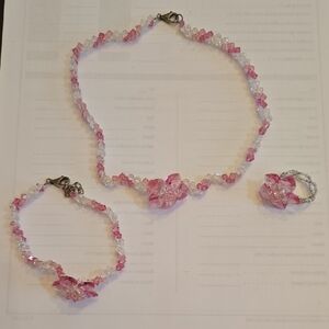 Elegant Pink Crystal Jewelry Set